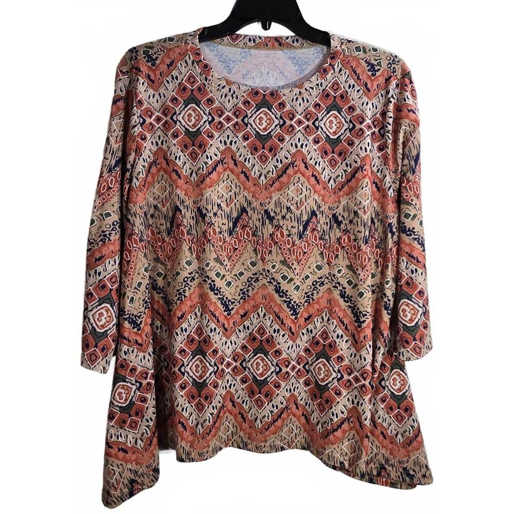 Lomon Women's Long Sleeve Geometric Pattern Top Size 2XL - Picture 1 of 6